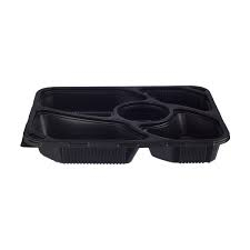 Container Base Rectangle 5 Compartment PP Black 257x299x50mm x200