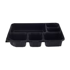 Container Base Rectangle 6 Compartment PP Black 290x220x50mm x150