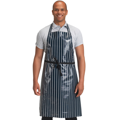 Dennys Bib Apron Waterproof Antibacterial PVC Navy Stripe
