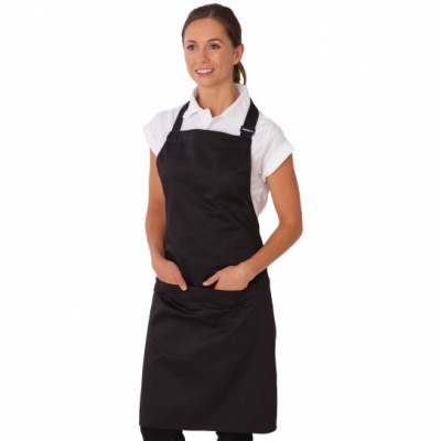 Dennys Bib Apron with Pocket Black