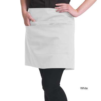 Dennys Short Bar Apron with Pocket White