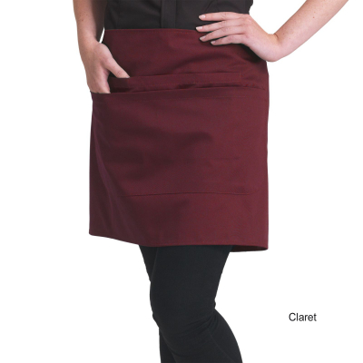 Dennys Short Bar Apron with Pocket Claret