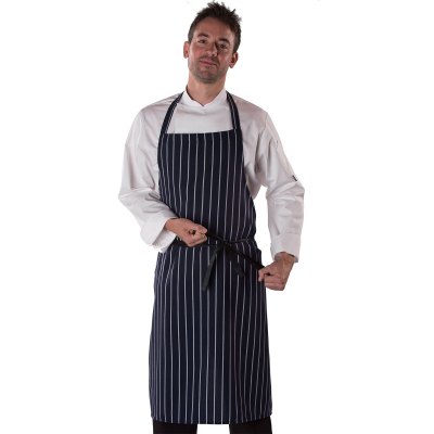 Dennys Butchers Striped Apron Black/White
