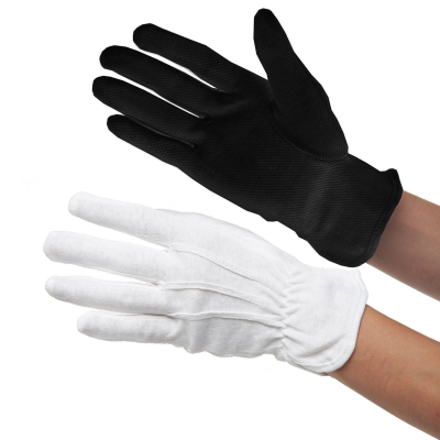 Cotton Gloves Rubber Grip Heat Resistant Black Large (1 Pair)