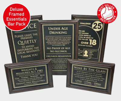 Framed Traditional Bar Licensing Sign Pack (5 Notices)