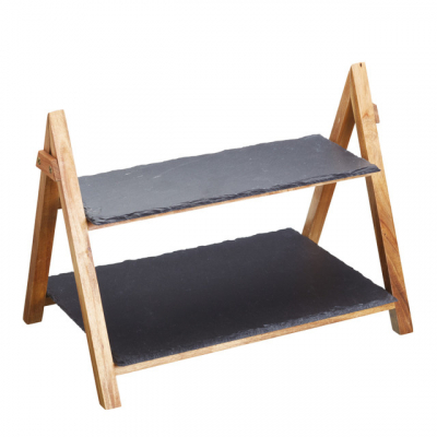 Artes� Serving Stand Slate & Wood 2 Tier