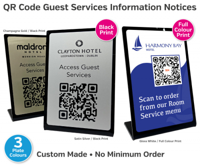 Full Colour Qr Code Guest Service Table Notice, 100x150x60mm