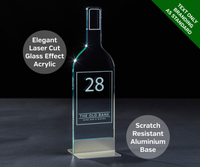 Emerald Acrylic Cut 'Wine Bottle' Etched Table Number.