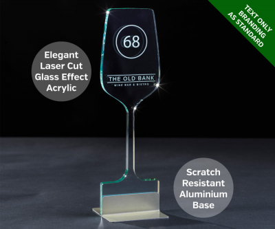 Emerald Acrylic Cut 'Wine Glass' Etched Table Number.
