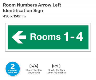 Rooms W/ Arrow Left (Tbc), Photolum Vinyl, 150x450mm.