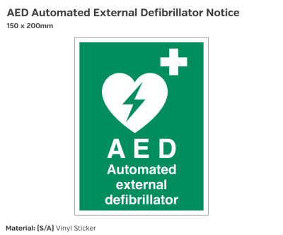 A.E.D Automated External Defib, Self-Adhesive, 150x200mm.