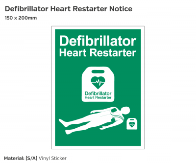 Defibrillator Heart Restarter, Self-Adhesive, 150x200mm.