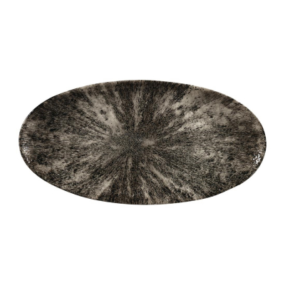 Churchill Stone Quartz Black Oval Chefs Plate 11 4/5X5 3/4"