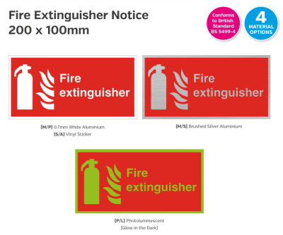 Fire Extinguisher Text & Symbol, Photolum, 100x200mm.