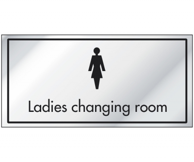 Brushed Silver 'Ladies Changing Room' Notice, 100x200mm.