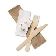 Wooden Cutlery Set 5in1 (includes Fork, Knife, Napkin with Salt & Pepper) x250