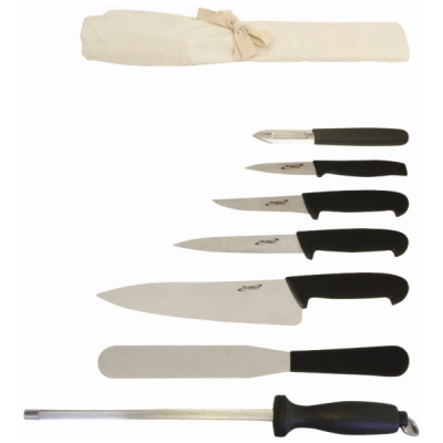Knife Set Black & Wallet 7 Piece