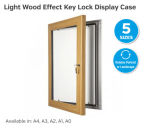 A0 Light Wood Effect Frame, Key Lock Poster Display Case.