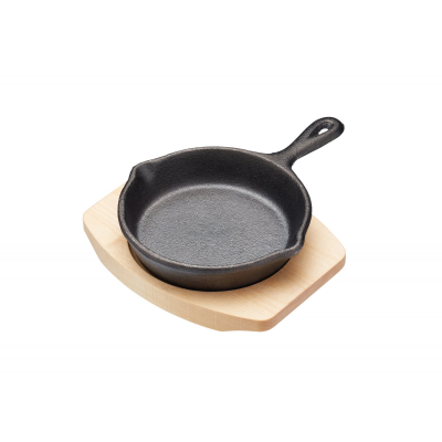 Artesa Mini Frying Pan with Board Cast Iron 11.5x16x2cm