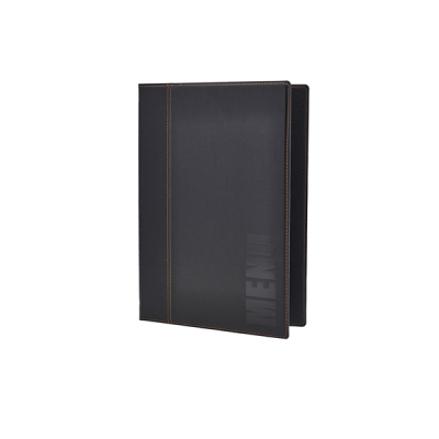 Contemporary A4 Menu Holder Black 4 Pages