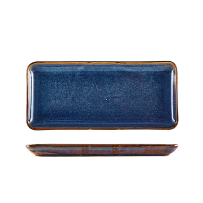 Terra Porcelain Aqua Blue Narrow Rectangular Platter 31 x 14cm