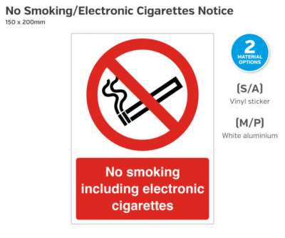 No Smoking Inc. Electronic Cigarettes, Rigid Sign, 150x200mm