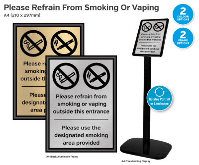 No Smoking Outside/ Designated Area, Framed Silv, 223X308mm.