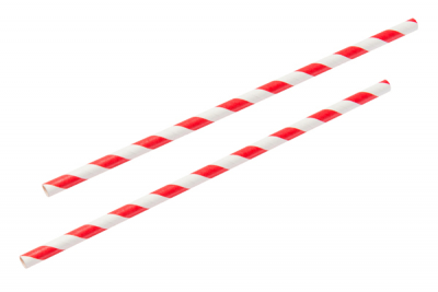 Paper Straw Red/White 8" x250