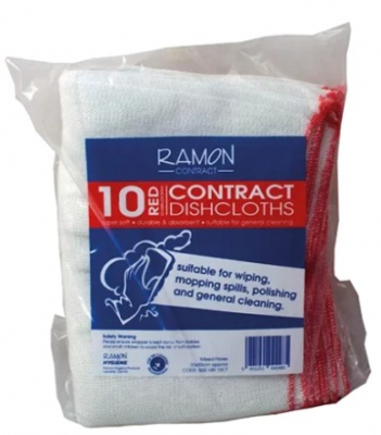 Dishcloths Red Edged x10
