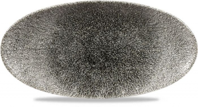 Churchill Raku Quartz Black Oval Chefs Plate 11 4/5X5 3/4Inch