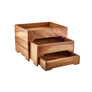 Acacia Wood 3 Tier Display Stand GN 1/2