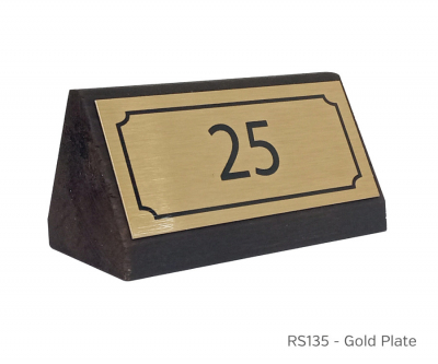 Solid Wooden Table Number With Gold Plate
