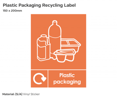 Plastic Packaging Recycling, Self-Adhesive Vinyl, 200x150mm.