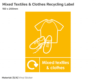 Mixed Textiles & Clothes Recycling, Self-Adhesive, 200x150mm