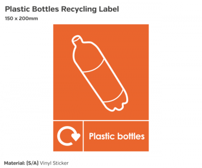 Plastic Bottles Recycling, Self-Adhesive Vinyl, 200x150mm.