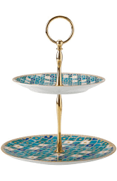 KitchenCraft Maxwell & Williams Teas & C's Cake Stand Two Tier Kasbah Mint