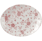 Churchill Rose Chintz Cranberry Orbit Oval Coupe Plate 12.5Inch