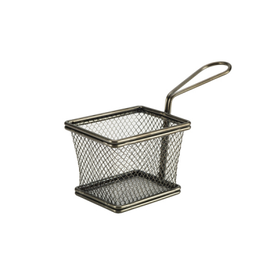 Black Serving Fry Basket Rectangular 10 x 8 x 7.5cm