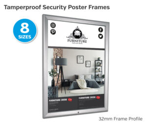 A1 Poster Size - Tamperproof Security Poster - Satin Silver Frame