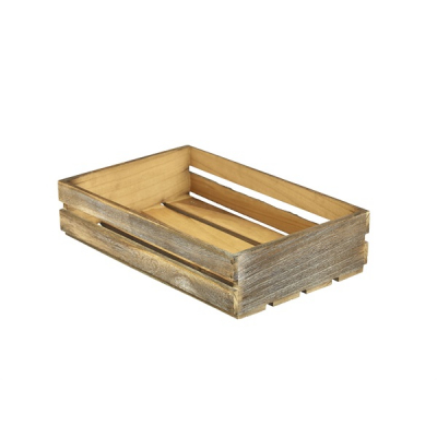 Dark Rustic Wooden Crate 35 x 23 x 8cm