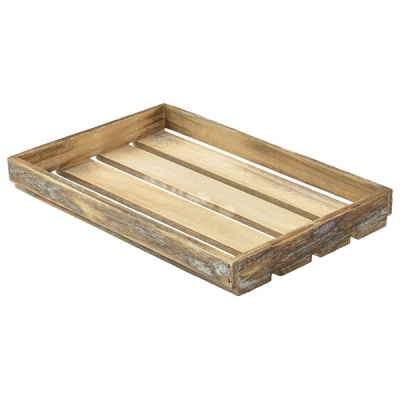 Dark Rustic Wooden Crate 35 x 23 x 4cm