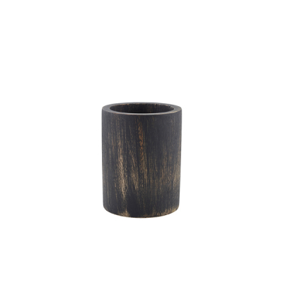 Black Wash Acacia Wood Cutlery Cylinder