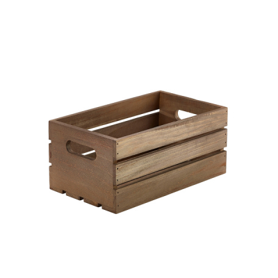 Dark Rustic Wooden Crate 27 x 16 x 12cm