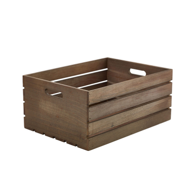 Dark Rustic Wooden Crate 41 x 30 x 18cm
