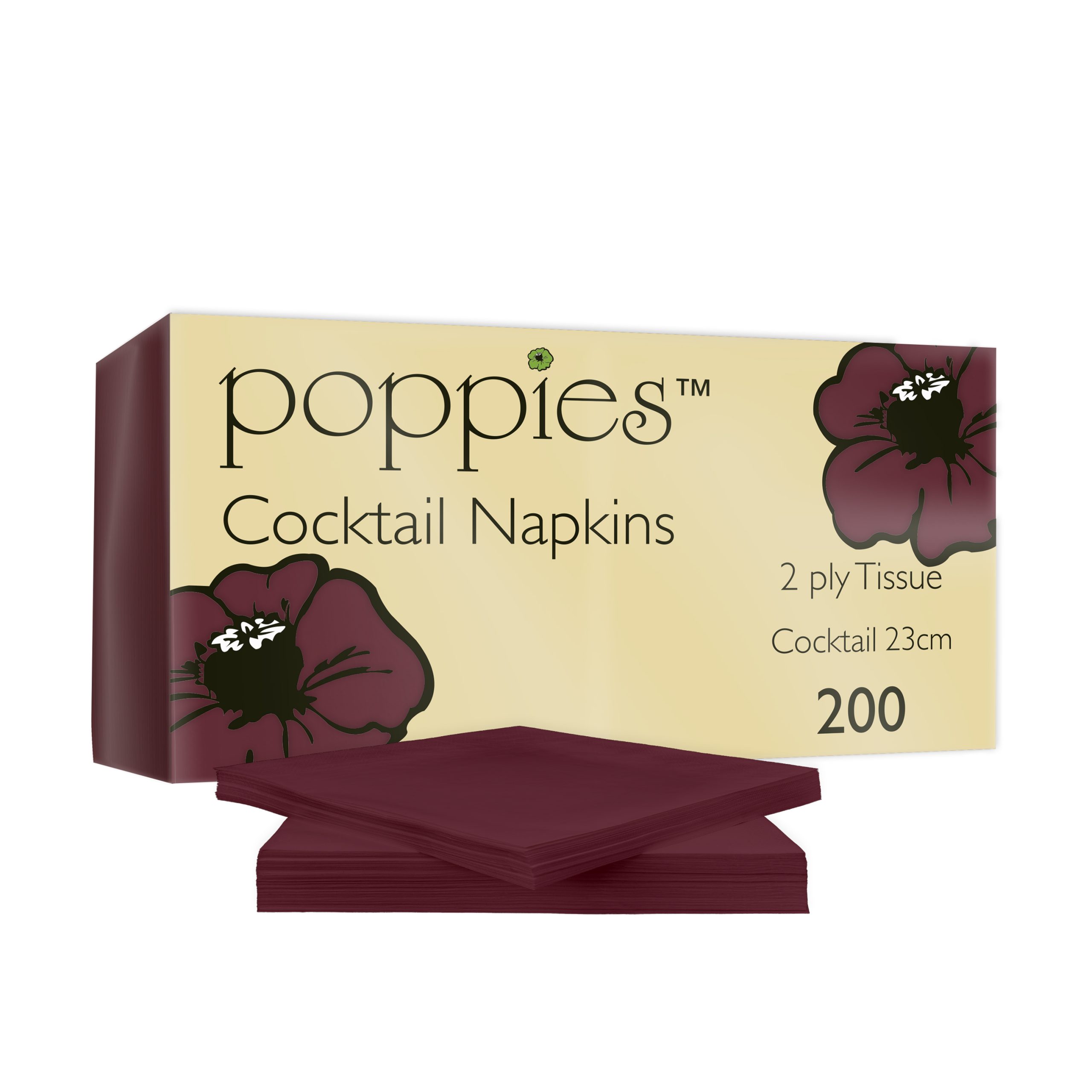 2424BX 24cm Cocktail - Bordeaux Pack With Napkin