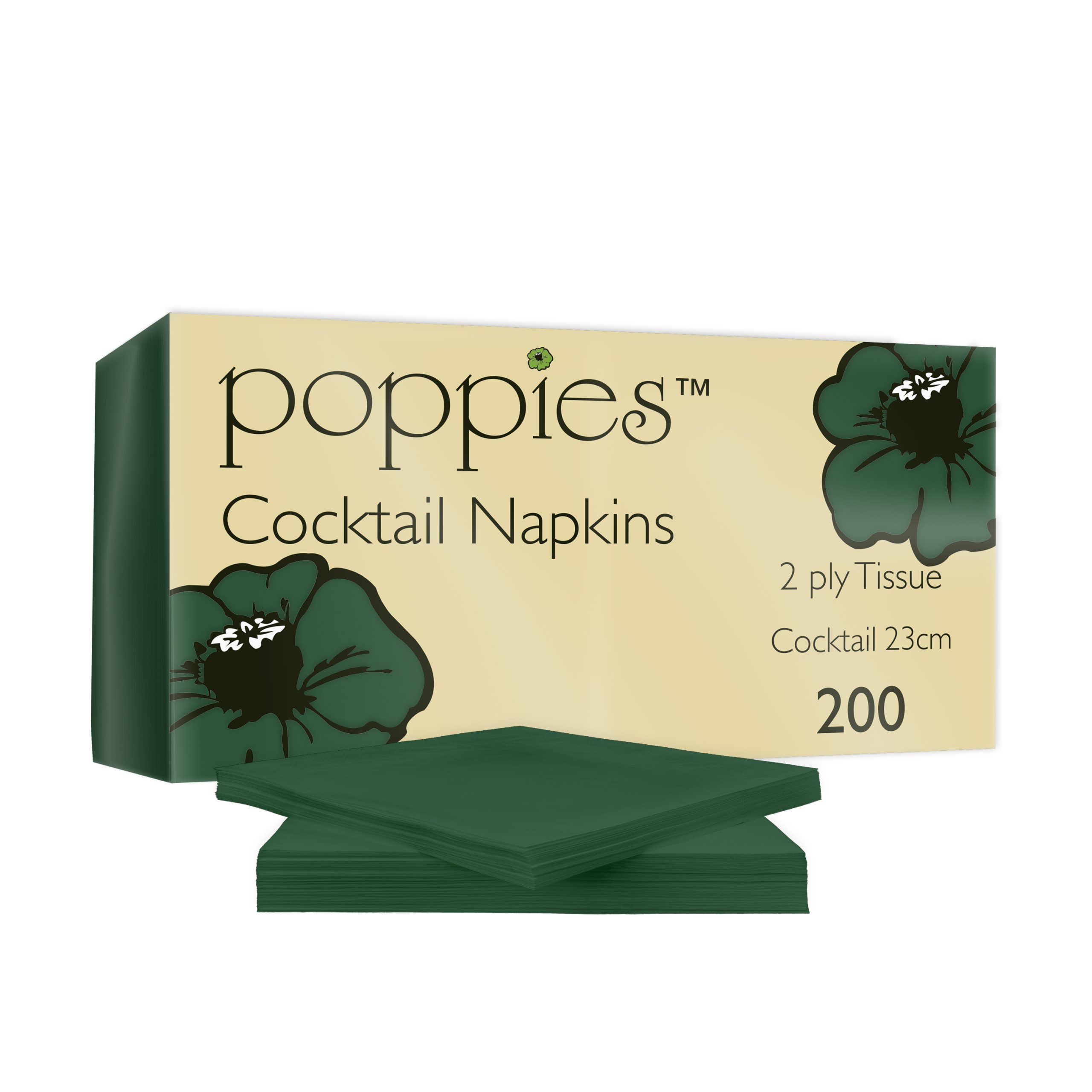 2424FG 24cm Cocktail - Forest Green Pack With Napkins
