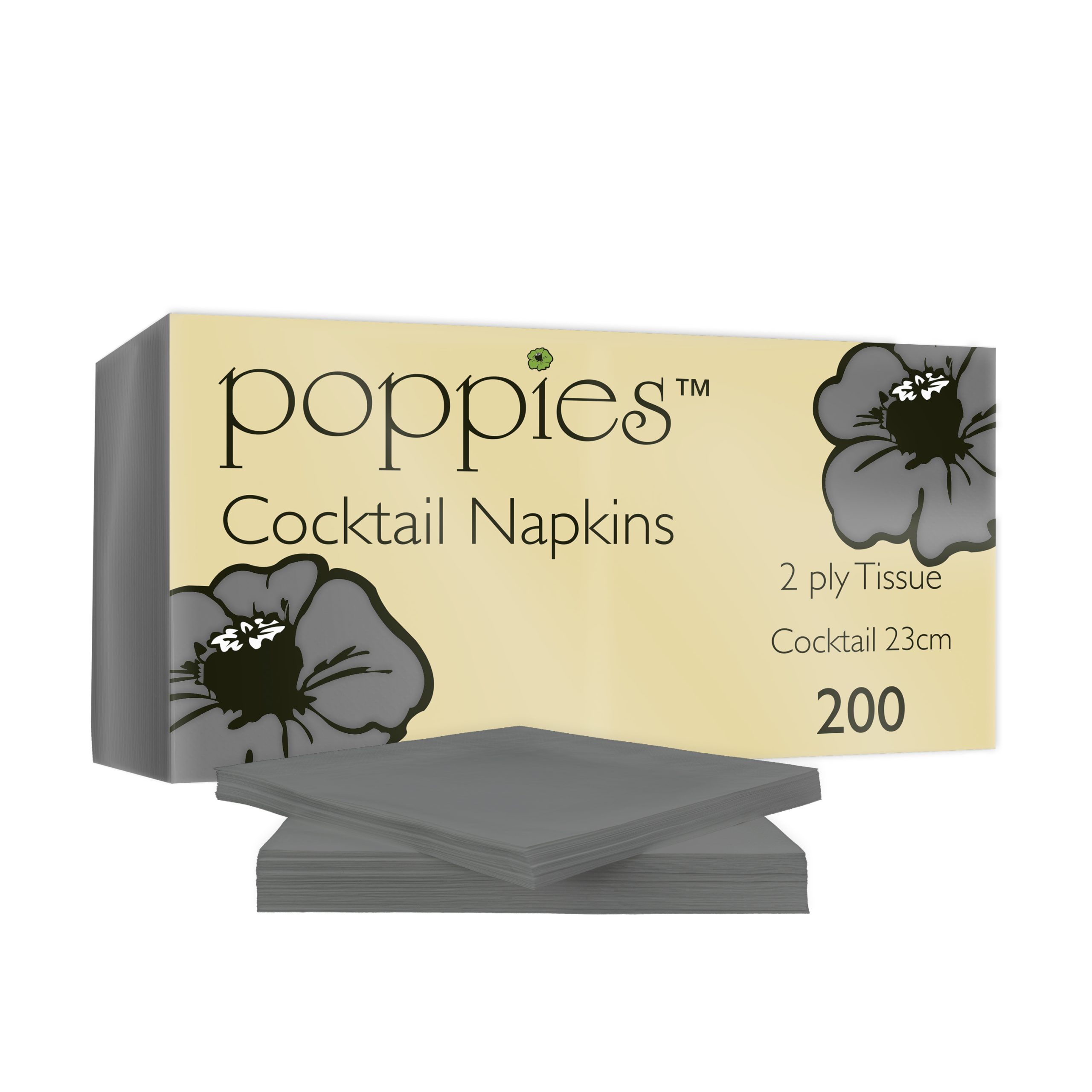 2424GR 24cm Cocktail - Grey Pack With Napkins