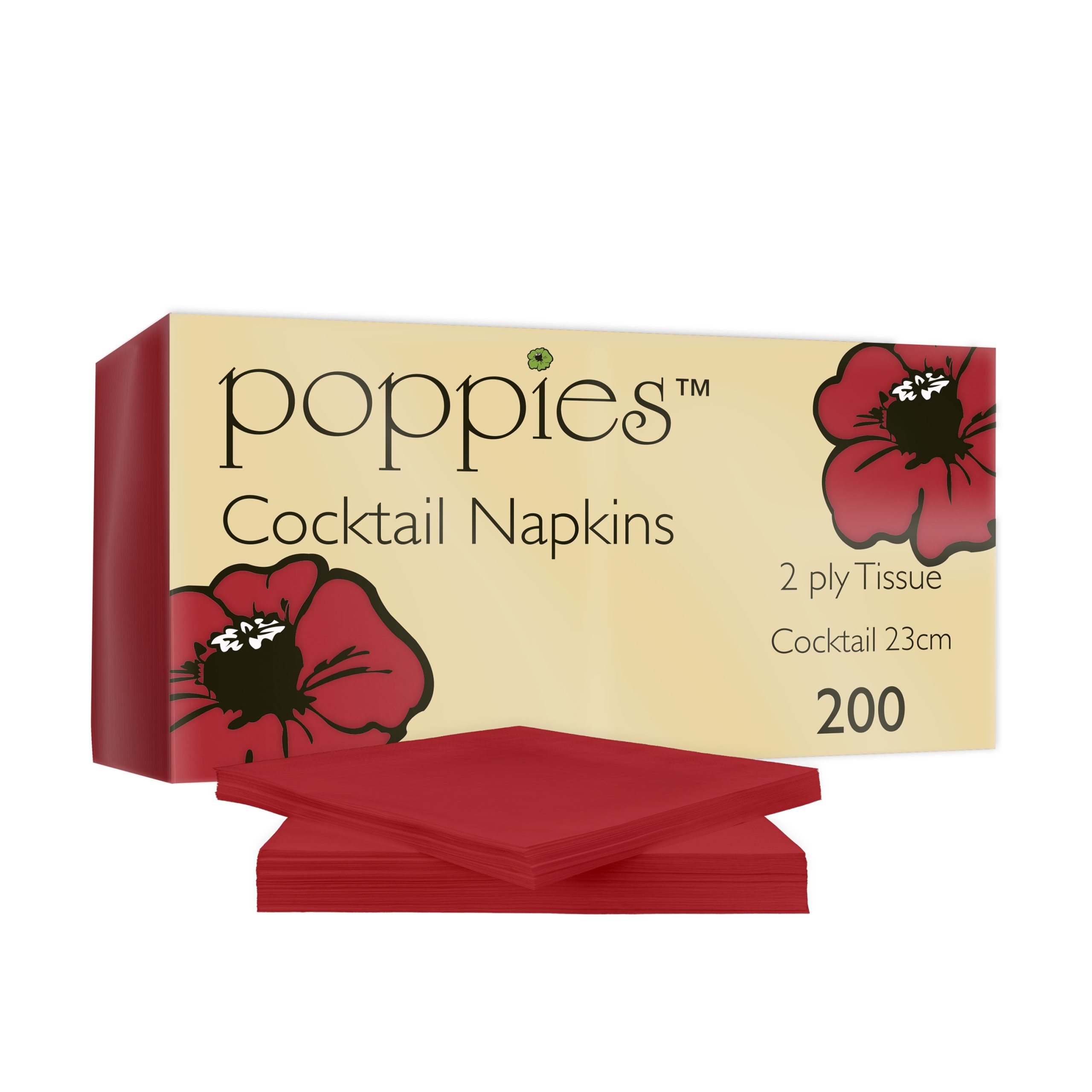 2424RD 24cm Cocktail - Red Pack With Napkins