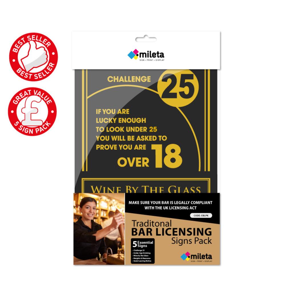 Traditional Bar Licensing Sign Pack (5 notices) - Sugar & Lime